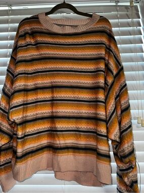 easel Striped Crewneck Sweater in Pink, Mustard, Black